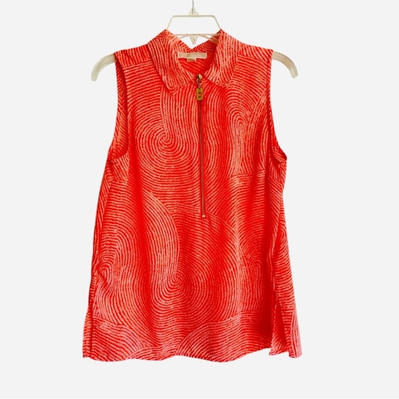 Michael Kors, orange and cream swirl sleeveless zip up top size medium - Picture 1 of 12